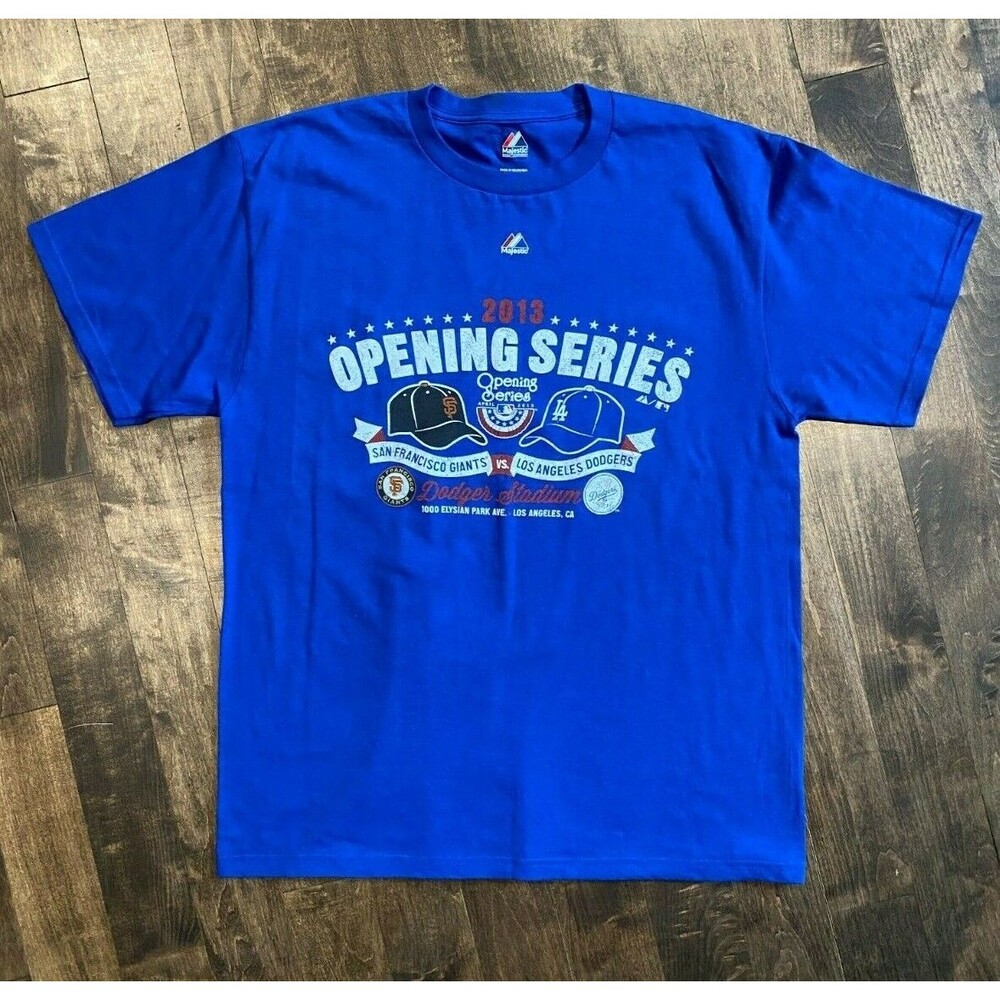 LA Dodgers 2013 Opening Series VS. Giants Tee - Men's Large MLB T-Shirt (A)